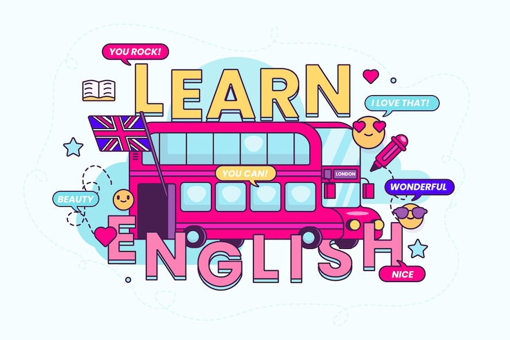 Vecteur gratuit fond d'école d'anglais design plat