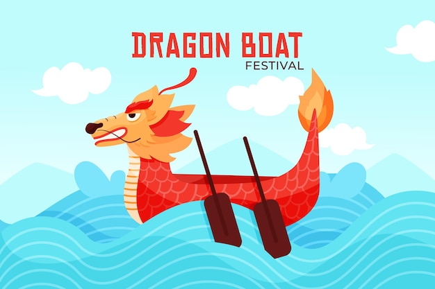 Vecteur gratuit fond d'écran bateau dragon