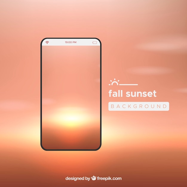 Vecteur gratuit fond d'écran décoiffé au coucher du soleil pour mobile