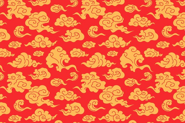 Fond d'écran de nuage, vecteur d'illustration motif oriental rouge
