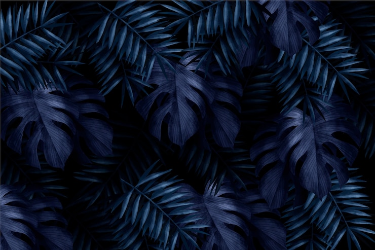 Vecteur gratuit fond d'écran réaliste de feuilles tropicales sombres