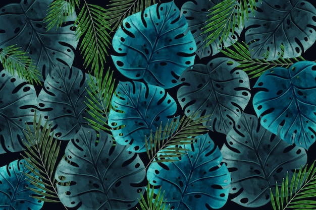 Fond d'écran réaliste de feuilles tropicales sombres