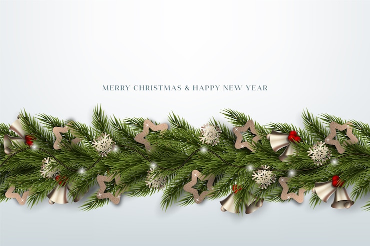 Vecteur gratuit fond d'écran réaliste de guirlandes de noël