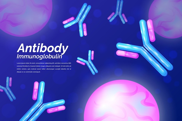 Vecteur gratuit fond d'écran réaliste de molécule d'immunoglobuline d'anticorps