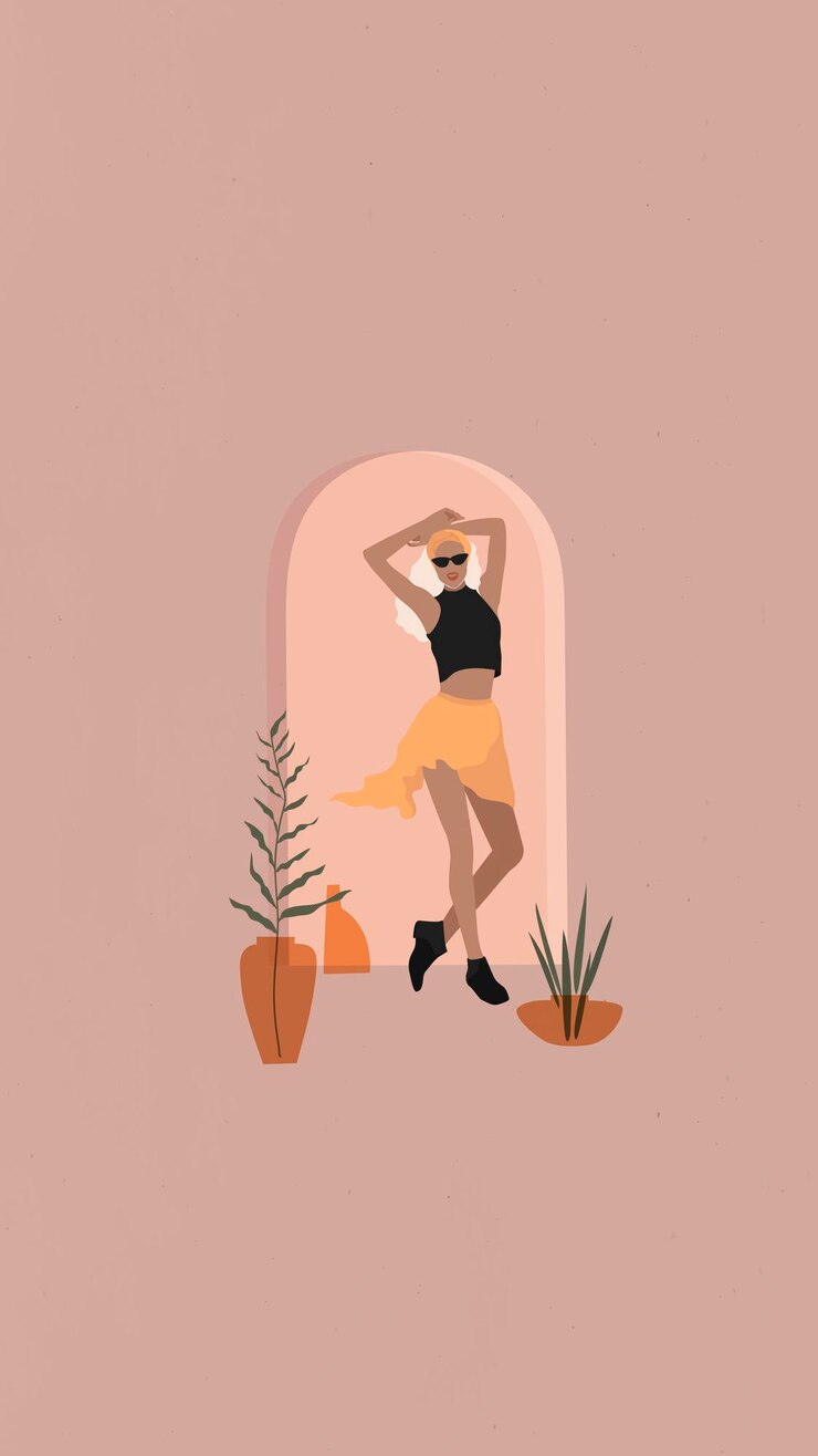 Vecteur gratuit fond d'écran de téléphone portable fashionista femme