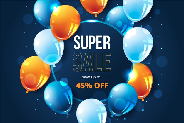 Fond d'écran de vente réaliste avec des ballons