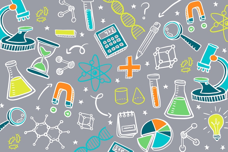 Vecteur gratuit fond d'éducation scientifique coloré dessiné à la main