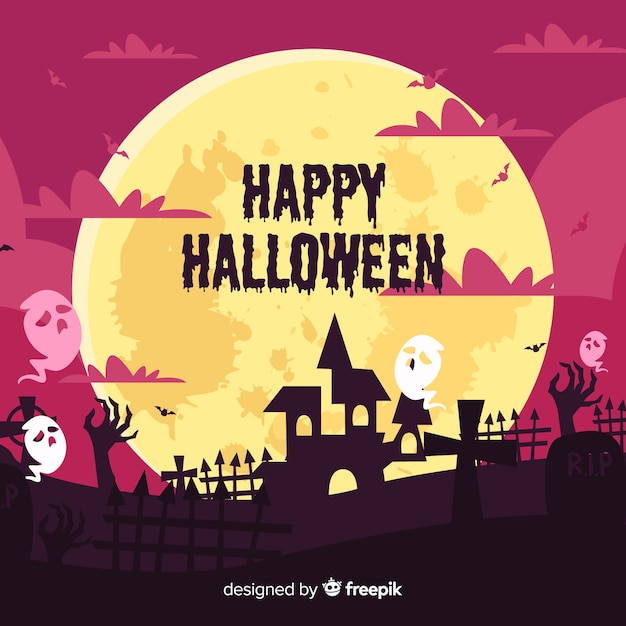 Fond Effrayant Halloween Avec Un Design Plat