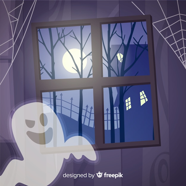 Vecteur gratuit fond effrayant halloween avec un design plat