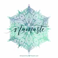 Vecteur gratuit fond élégant de mandala d'aquarelle et lettrage de namaste