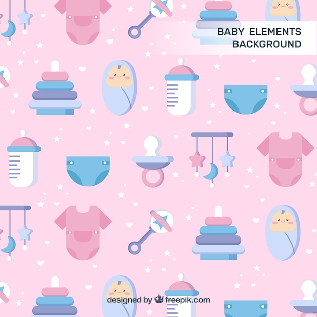 Fond D'éléments De Bébé Dans Un Style Plat