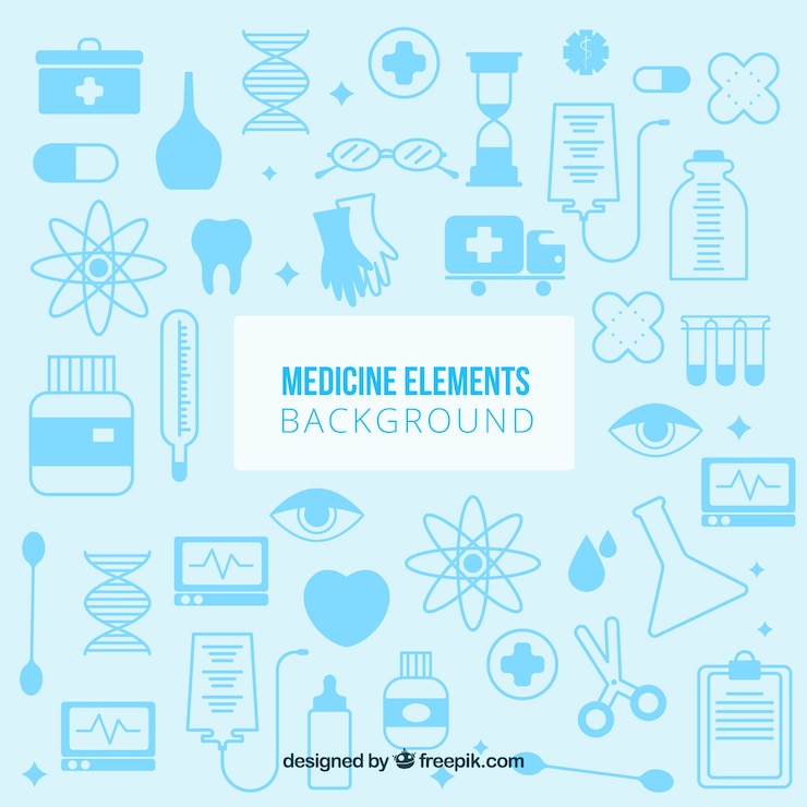 Vecteur gratuit fond d&#39;éléments de médecine dans un style plat