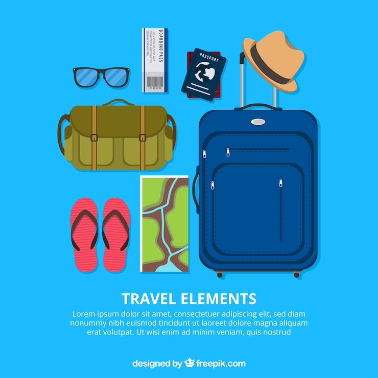 Vecteur gratuit fond d'éléments de voyage