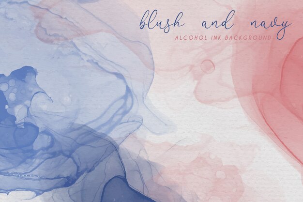 Fond d'encre alcool dans des couleurs blush et bleu marine