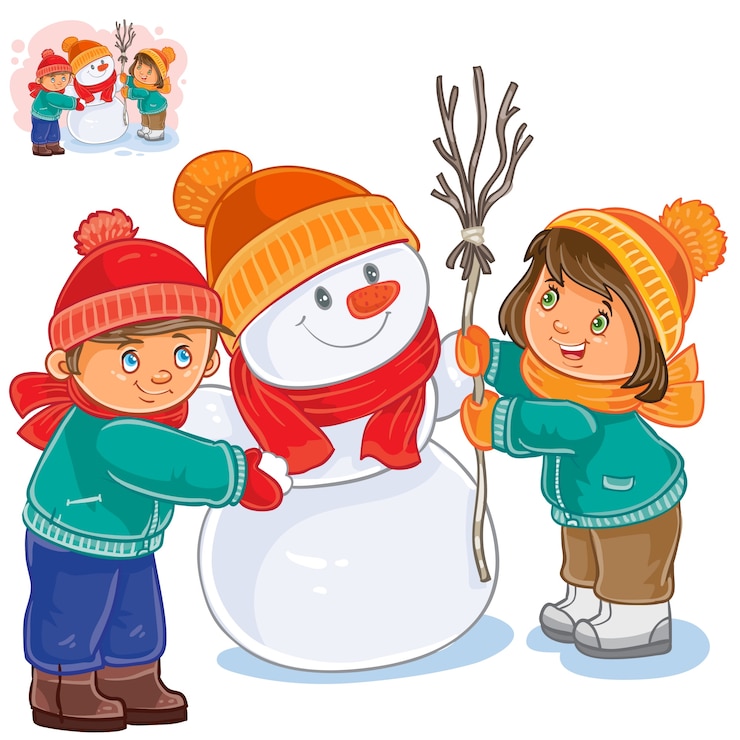 Vecteur gratuit fond d'enfants et de bonhomme de neige