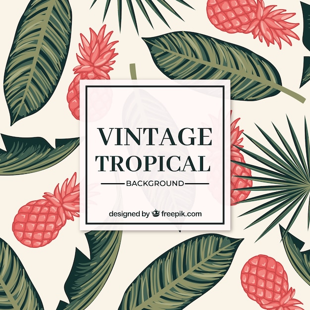 Vecteur gratuit fond d'été tropical dans le style vintage