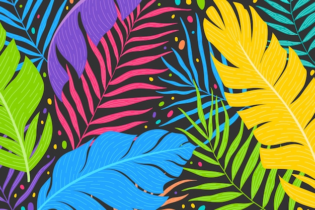 Fond d'été tropical dessiné à la main