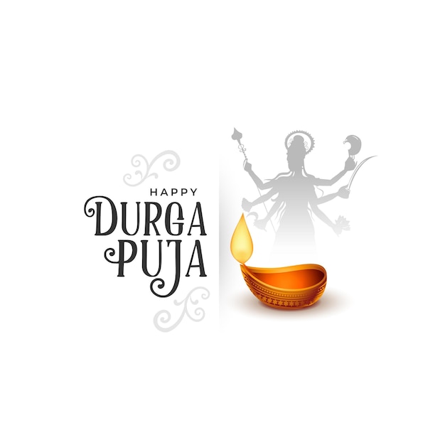 Vecteur gratuit fond d'événement traditionnel hindou durga pooja avec design diya