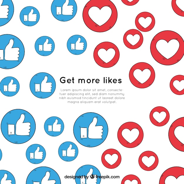 Fond Facebook avec coeur et comme des icônes