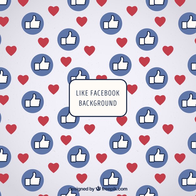 Fond Facebook avec des icônes similaires et coeur
