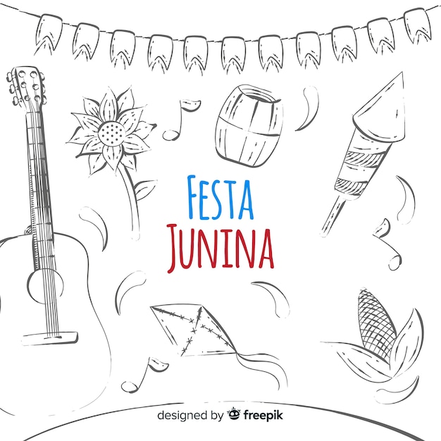 Fond De Festa Junina Dessinés à La Main