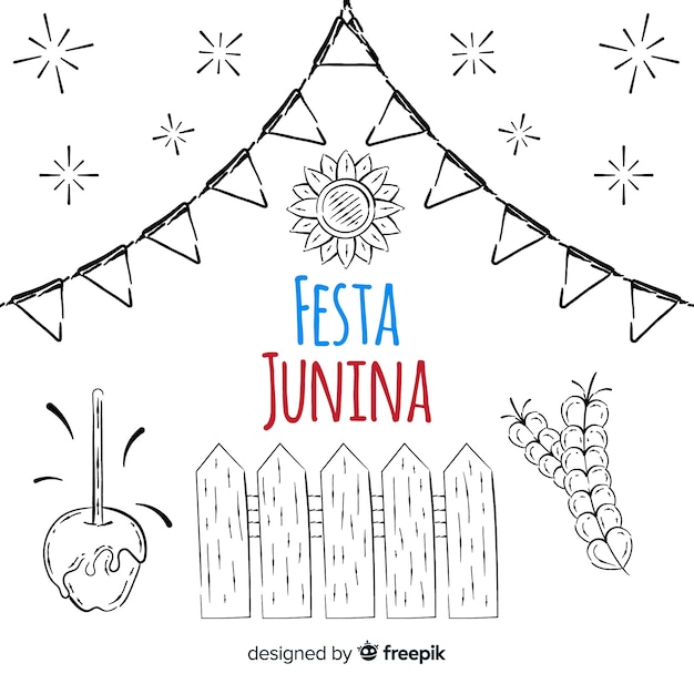 Vecteur gratuit fond de festa junina dessinés à la main