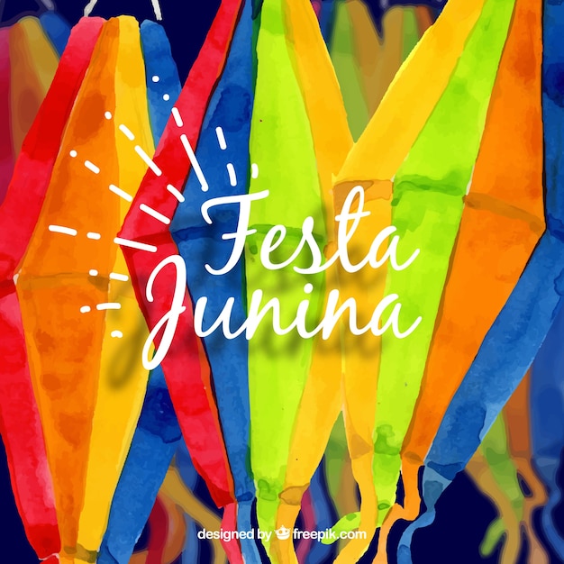 Fond de Festa junina avec des éléments aquarelles