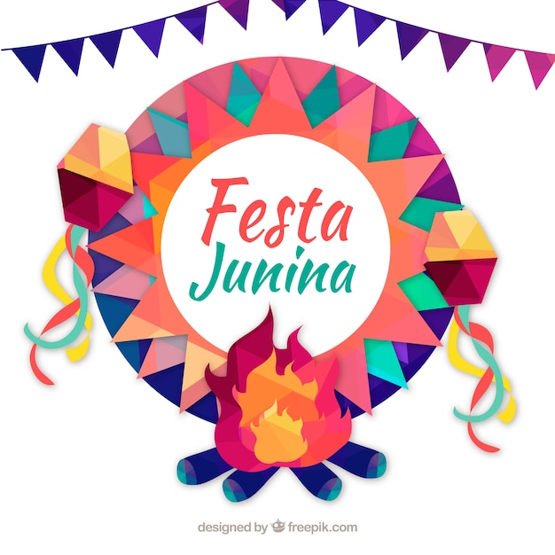 Vecteur gratuit fond de festa junina avec des éléments géométriques