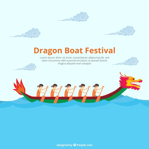 Vecteur gratuit fond festival de bateau dragon