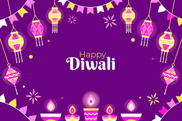 Vecteur gratuit fond de festival de diwali plat