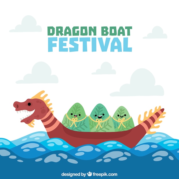 Vecteur gratuit fond de festival du bateau dragon
