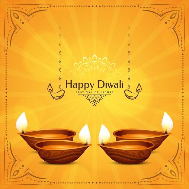 Fond de festival jaune vif Happy Diwali