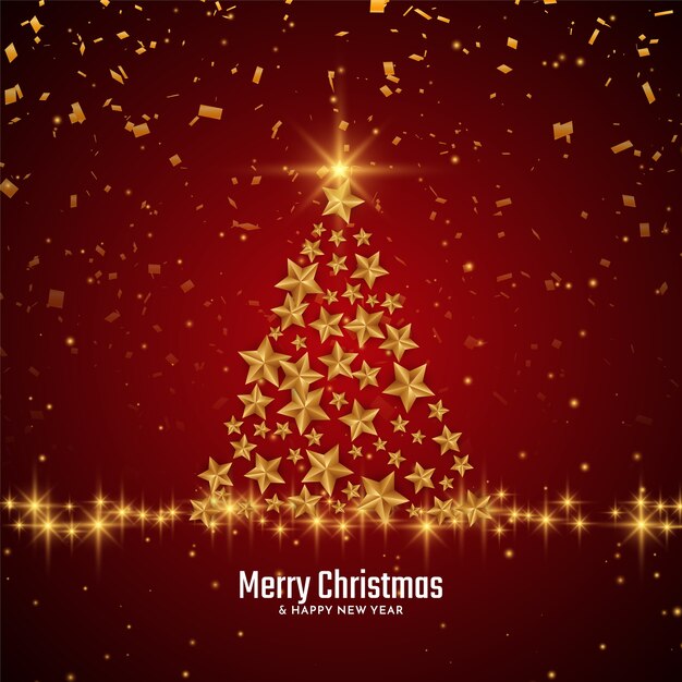 Fond de festival joyeux Noël avec arbre étoiles d'or