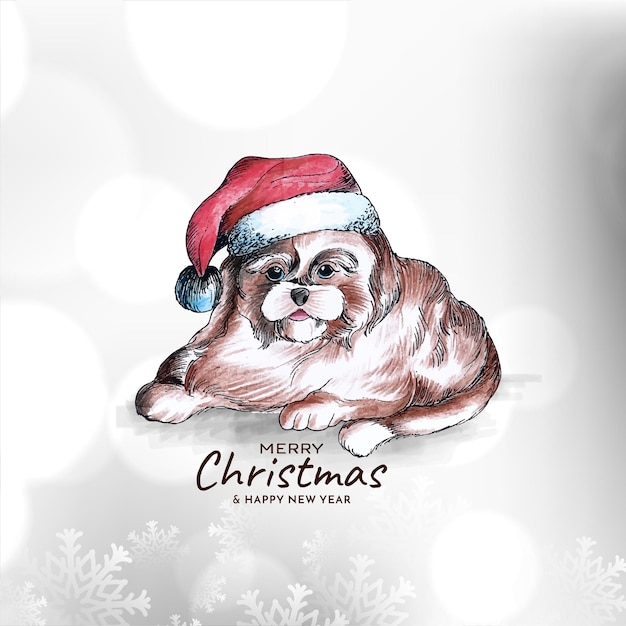 Vecteur gratuit fond de festival joyeux noël avec un beau design de chien