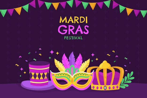 Fond de festival plat mardi gras