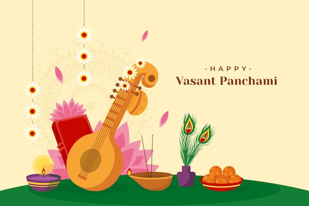 Vecteur gratuit fond de festival plat vasant panchami