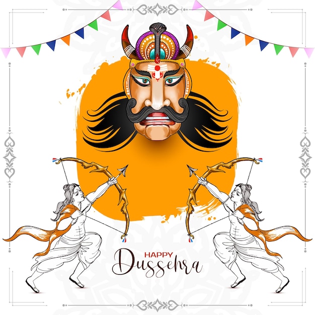 Vecteur gratuit fond de festival traditionnel happy dussehra avec vecteur ravana