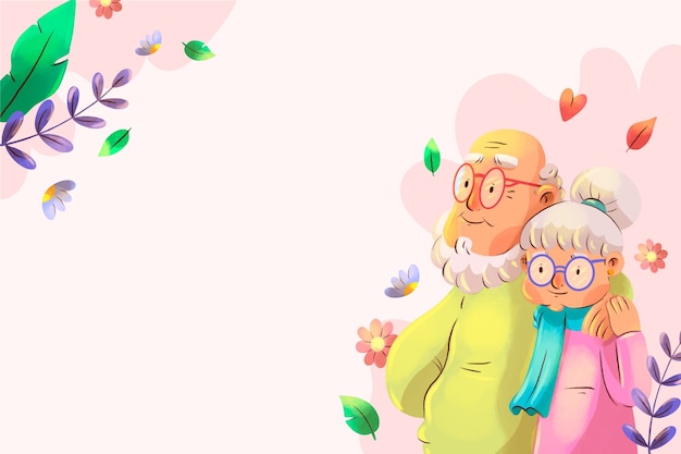 Fond de fête des grands-parents aquarelle heureux