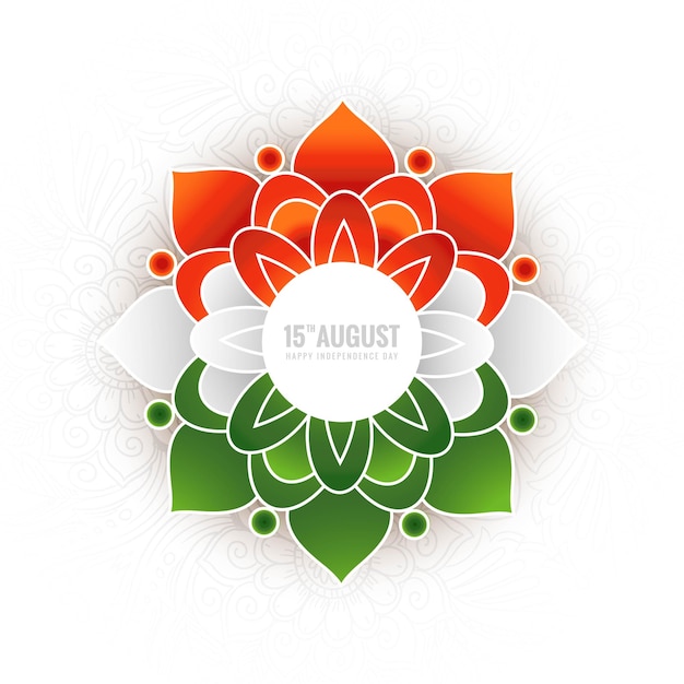 Vecteur gratuit fond de fête de l'indépendance de l'inde avec fond floral de mandala tricolore