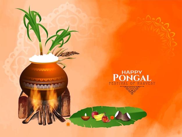 Fond De Fête Traditionnelle Indienne Happy Pongal