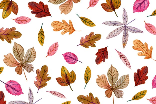 Fond de feuilles d'automne aquarelle