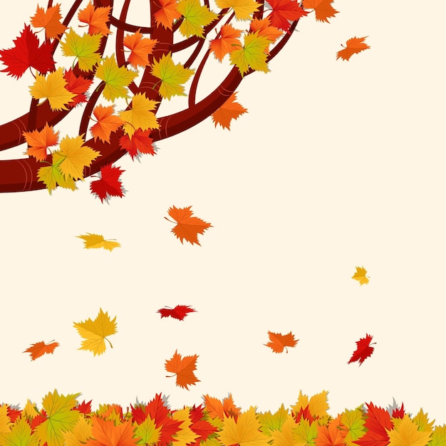 Vecteur gratuit fond de feuilles d'automne de dessin animé