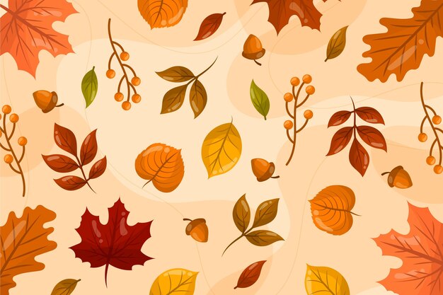 Fond de feuilles d'automne dessinés à la main