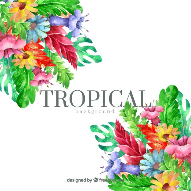 Fond de feuilles tropical aquarelle