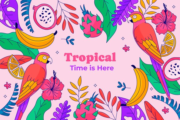 Fond de feuilles tropicales dessinées à la main