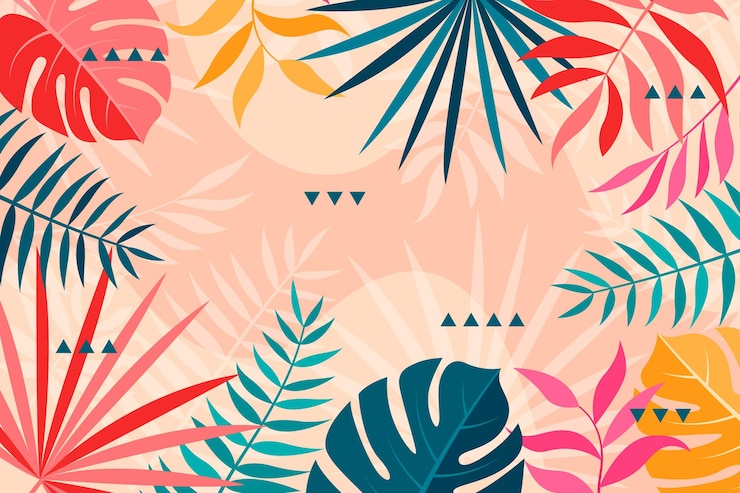 Vecteur gratuit fond de feuilles tropicales multicolores