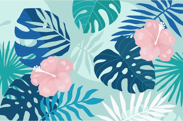 Fond de feuilles tropicales pour zoom