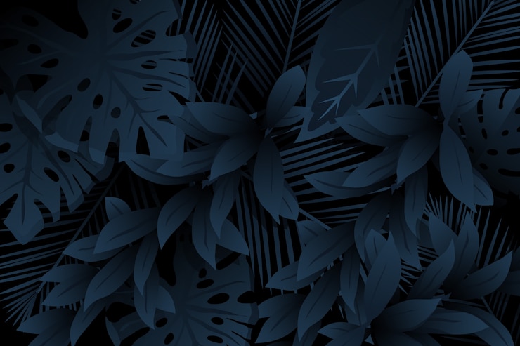 Vecteur gratuit fond de feuilles tropicales sombres réalistes monochromes