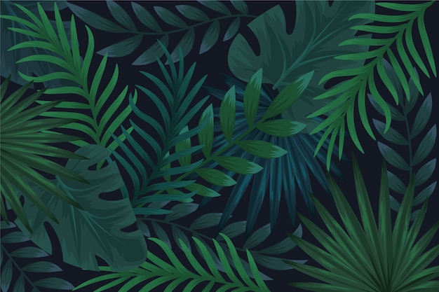 Fond de feuilles tropicales sombres réalistes