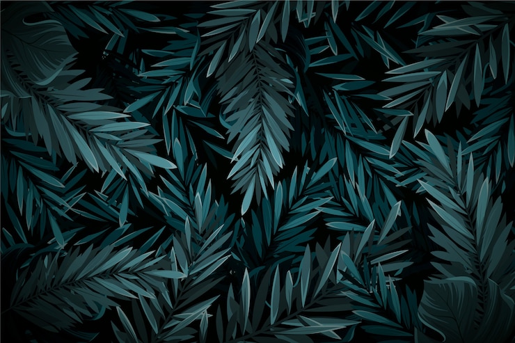 Vecteur gratuit fond de feuilles tropicales sombres réalistes